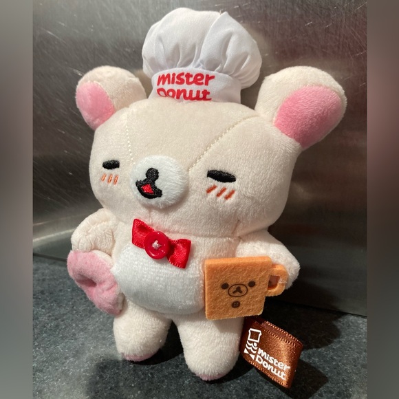 🍩☕️🐻👨‍🍳🎀 15.5cm Limited Edition Mister Donut San-X Korilakkuma Coffee Chef Plush - Picture 3 of 8